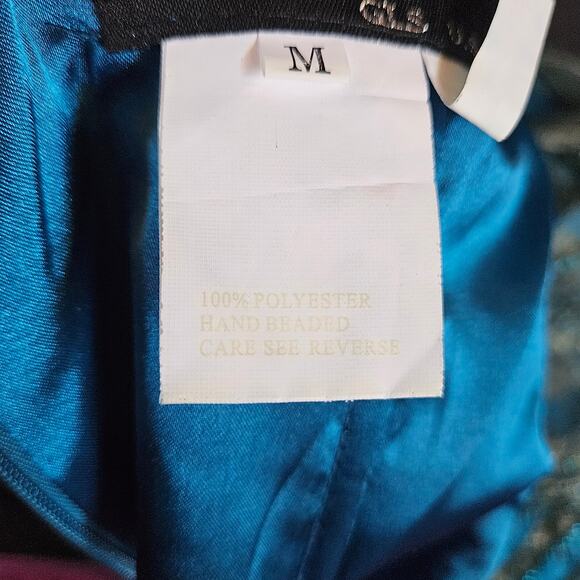 Fabuluxe Couture Maxi Gown Size M Teal Green Lace Fairy Formal Prom Event - Picture 7 of 10